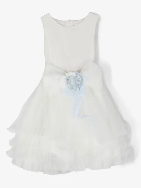 Mimilù floral-appliqué tiered dress