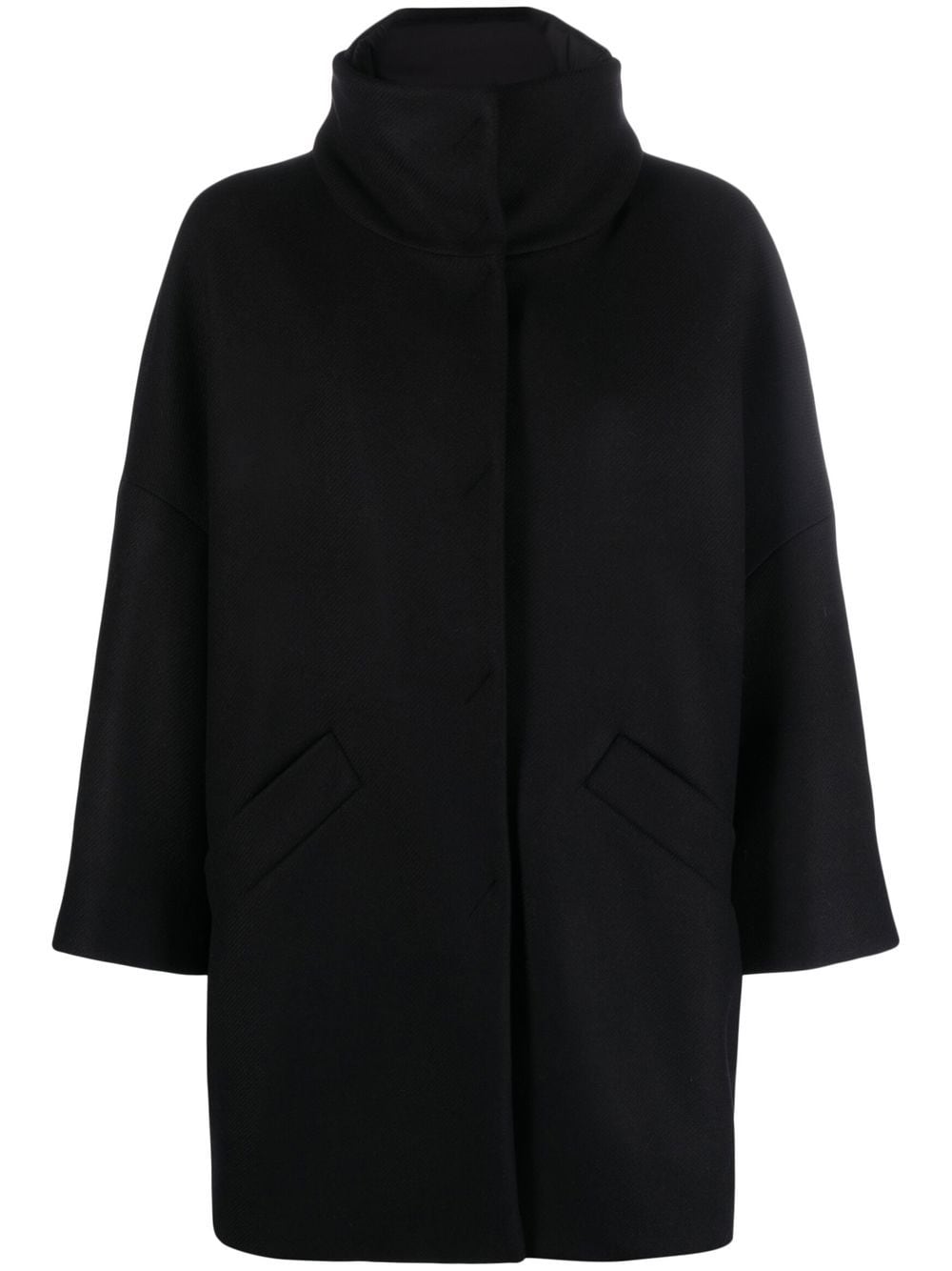 Shop Herno High-neck Single-breasted Coat In Black