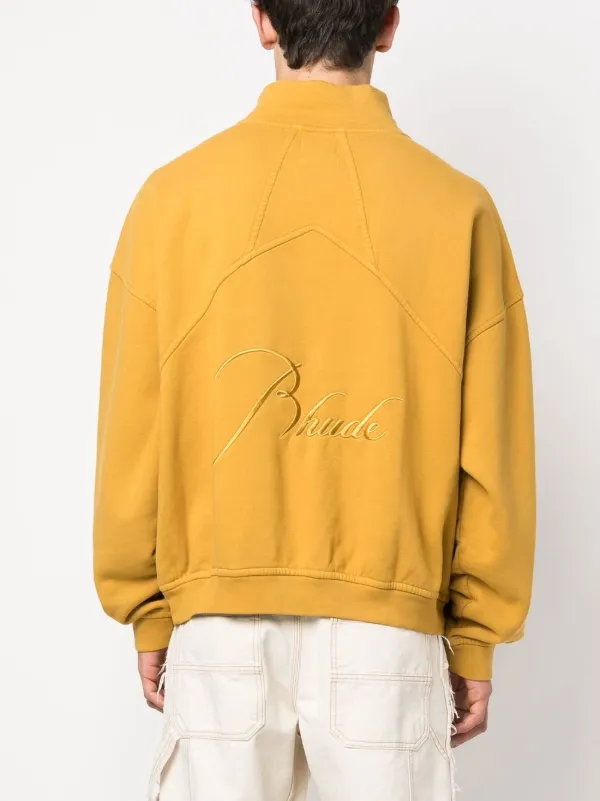 RHUDE logo-emboridered quarter-zip Sweatshirt | Yellow