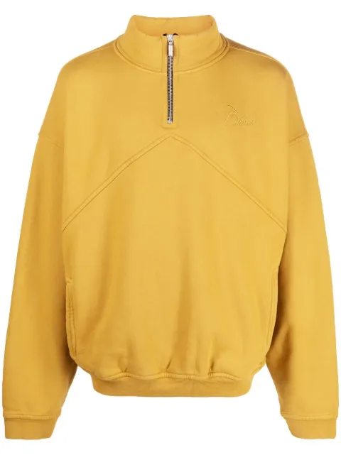 RHUDE logo-emboridered quarter-zip sweatshirt