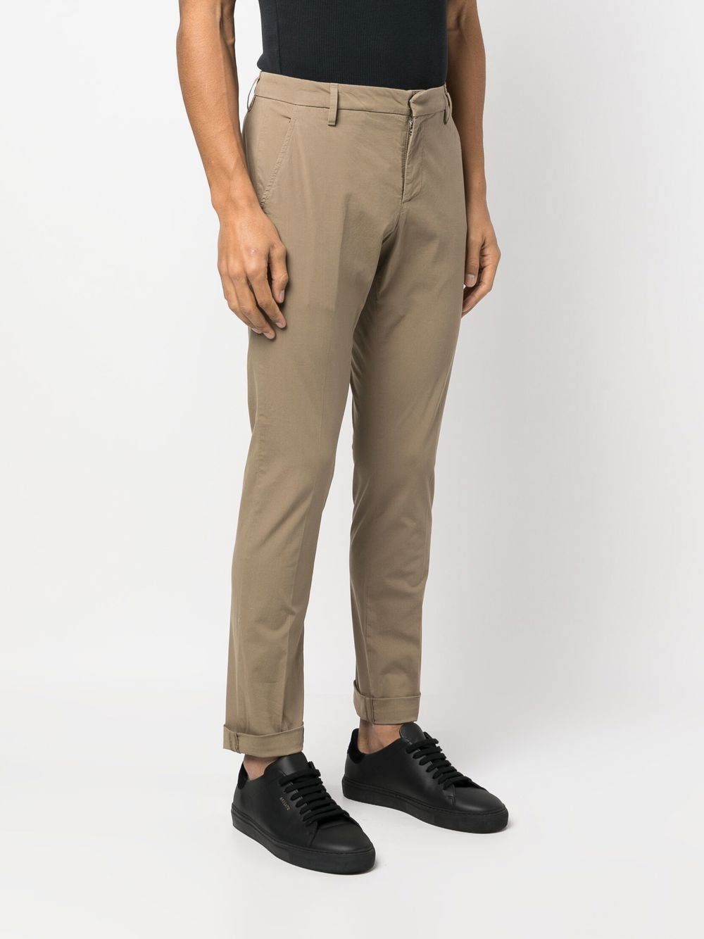 Shop Dondup Pressed-crease Four-pocket Chinos In 褐色
