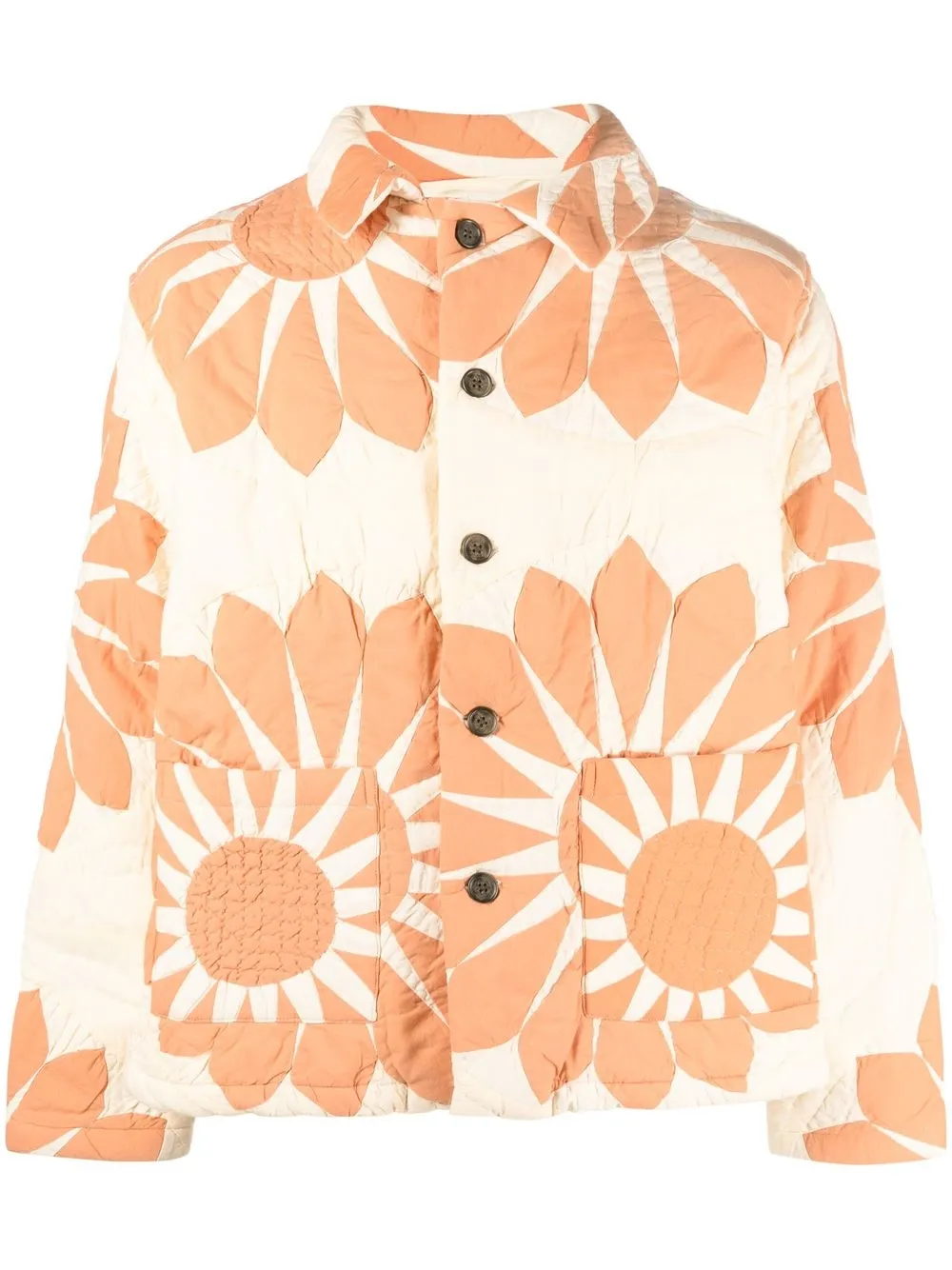 

BODE flower-motif patchwork shirt jacket - Orange