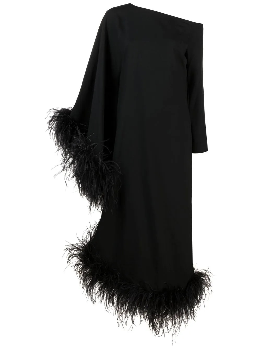 

Taller Marmo ostrich-trimmed one-shoulder gown - Black