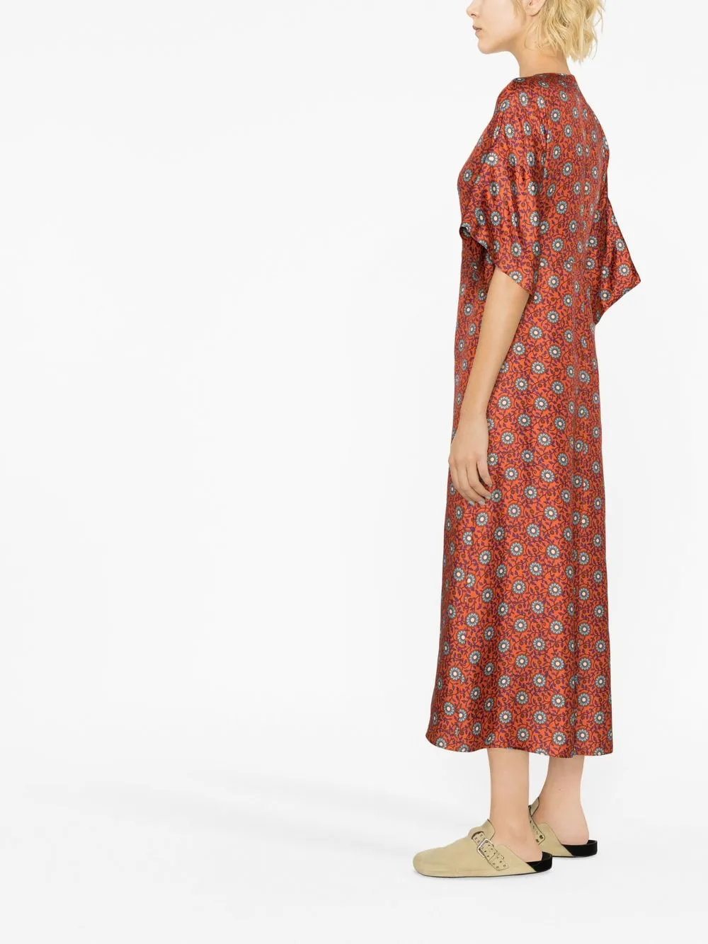 Shop Alberto Biani Printed Midi Dress In Orange