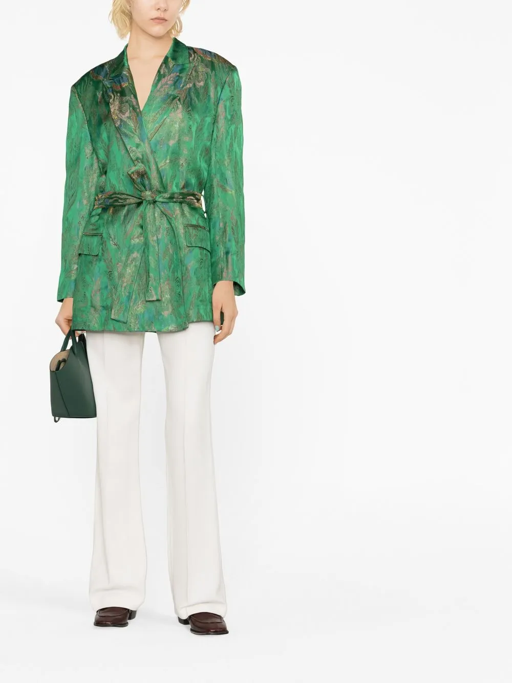Alberto Biani Blazer met ceintuur - Groen