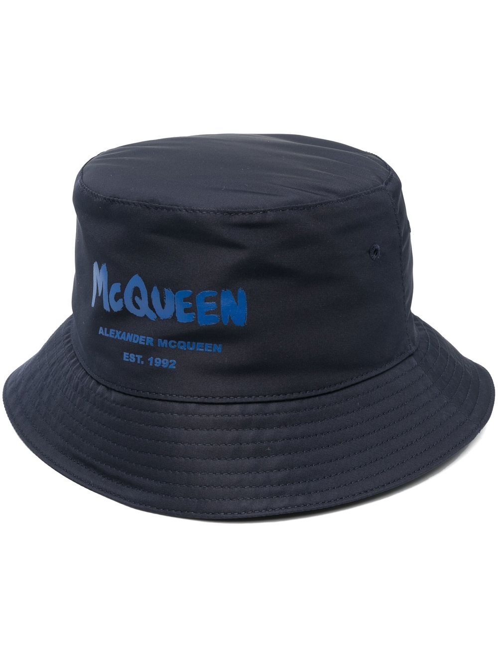 Shop Alexander Mcqueen Logo-print Bucket Hat In Blue