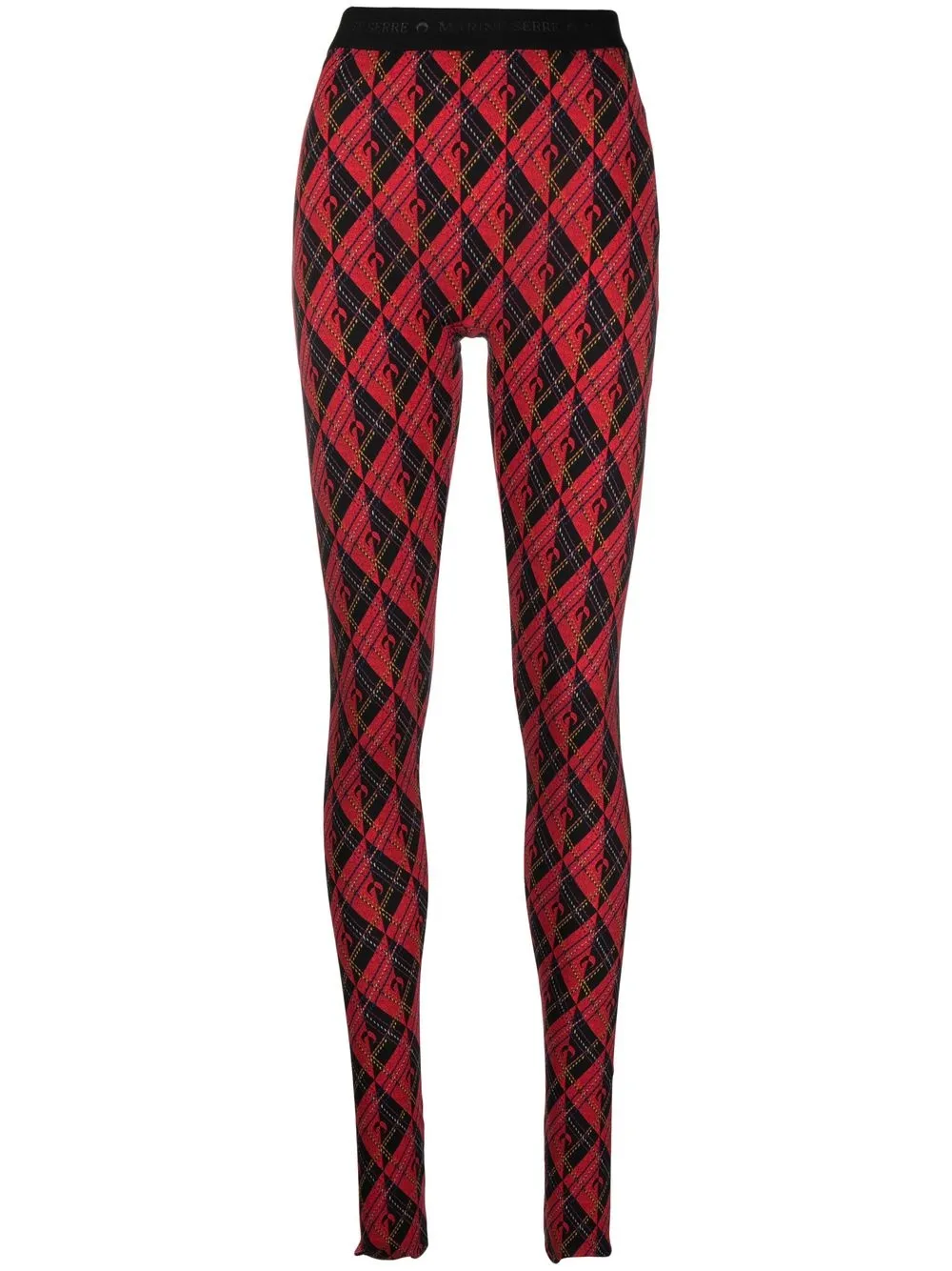 

Marine Serre intarsia-logo leggings - Red