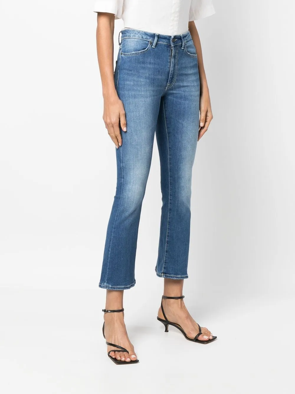 Shop Dondup High-waisted Bootcut Jeans In 黑色