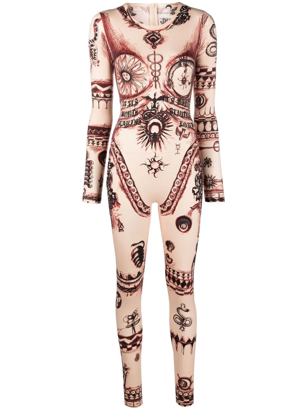 

Marine Serre Geotich graphic-print bodysuit - Pink