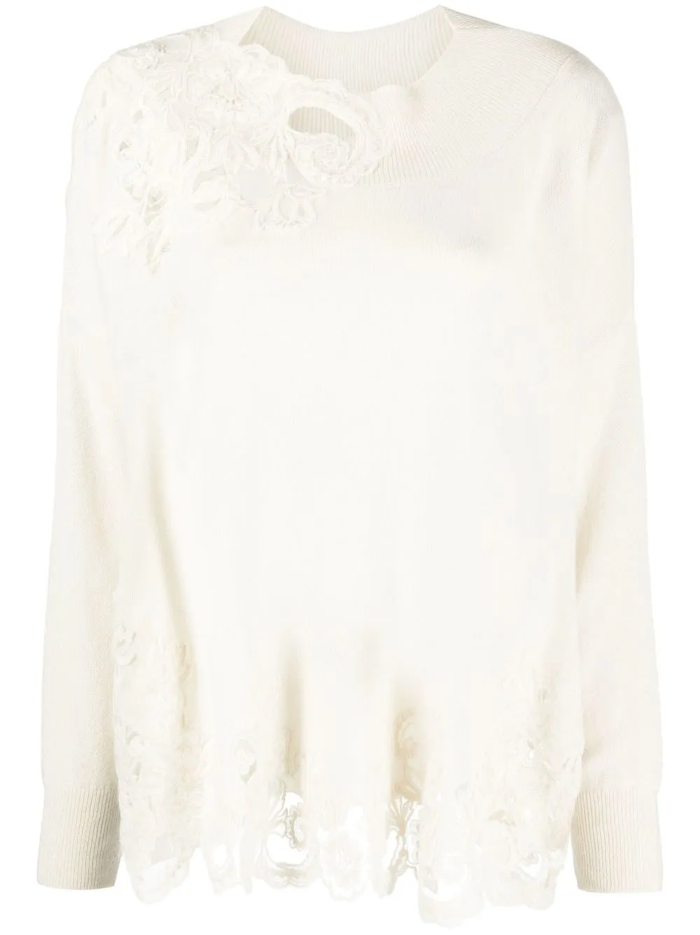 

Ermanno Scervino floral-embroidered drop-shoulder sweater - Neutrals