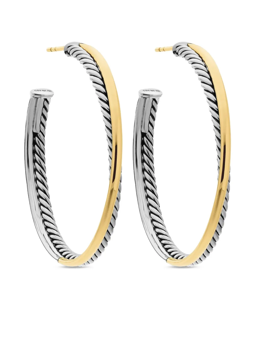 David Yurman 18K黄金纯银 Crossover 圈形耳环（44毫米） | 银色 | Image 1