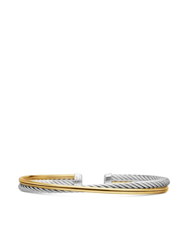 David Yurman 18k Yellow Gold and Sterling Silver Crossover Bracelet (3mm)