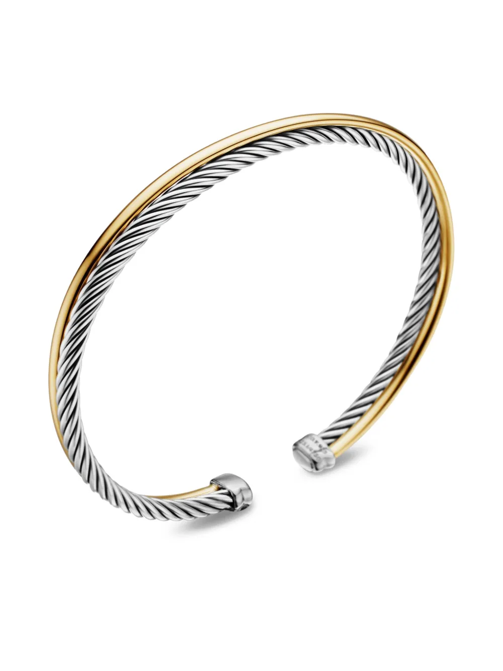 18k Yellow Gold And Sterling Silver Crossover Bracelet (3mm)
