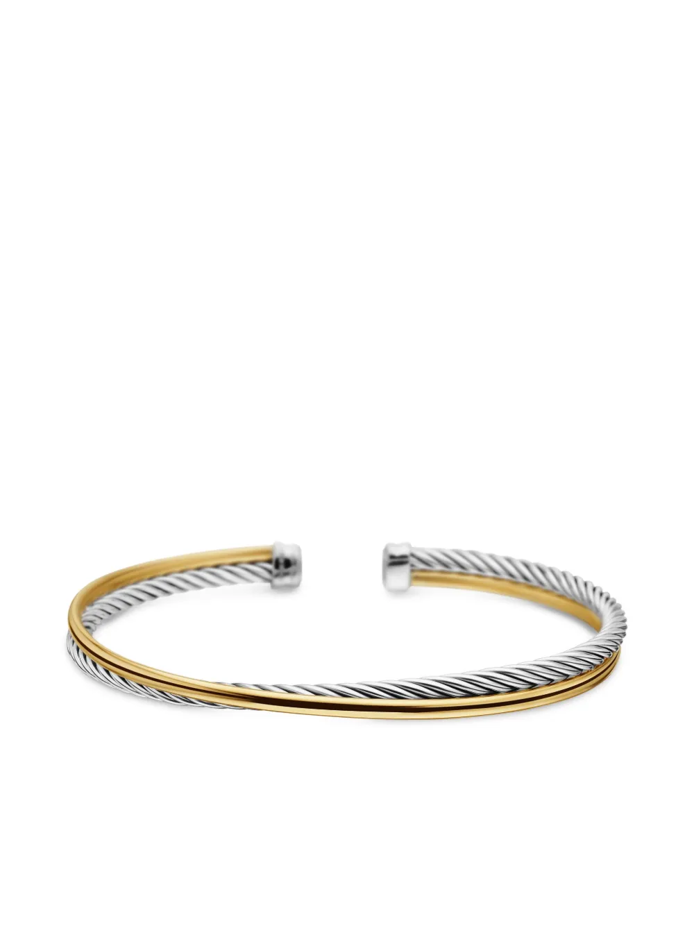 18k Yellow Gold And Sterling Silver Crossover Bracelet (3mm)