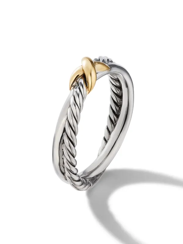 David Yurman 18kt Petite X Gelbgold Und Sterlingsilberring 4mm Silber FARFETCH DE