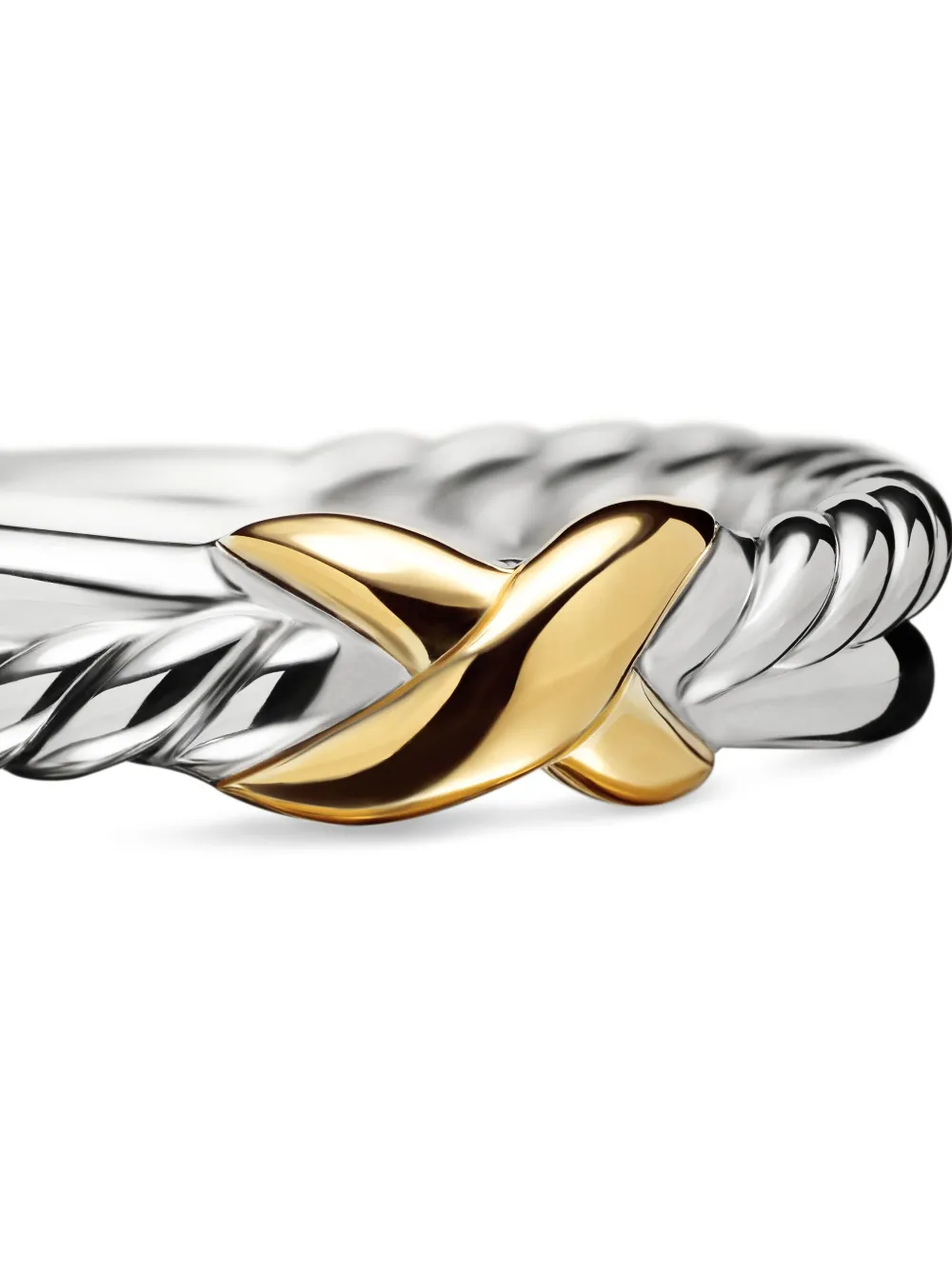 David Yurman 18kt yellow gold and sterling silver Petite X ring (4mm) | Image 7