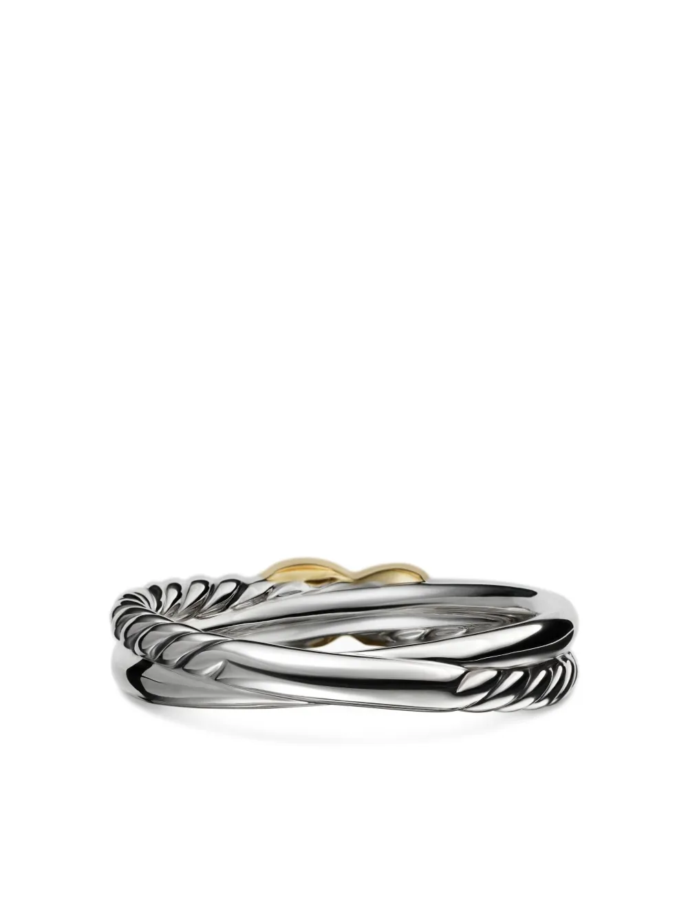 David Yurman 18kt yellow gold and sterling silver Petite X ring (4mm) | Image 6