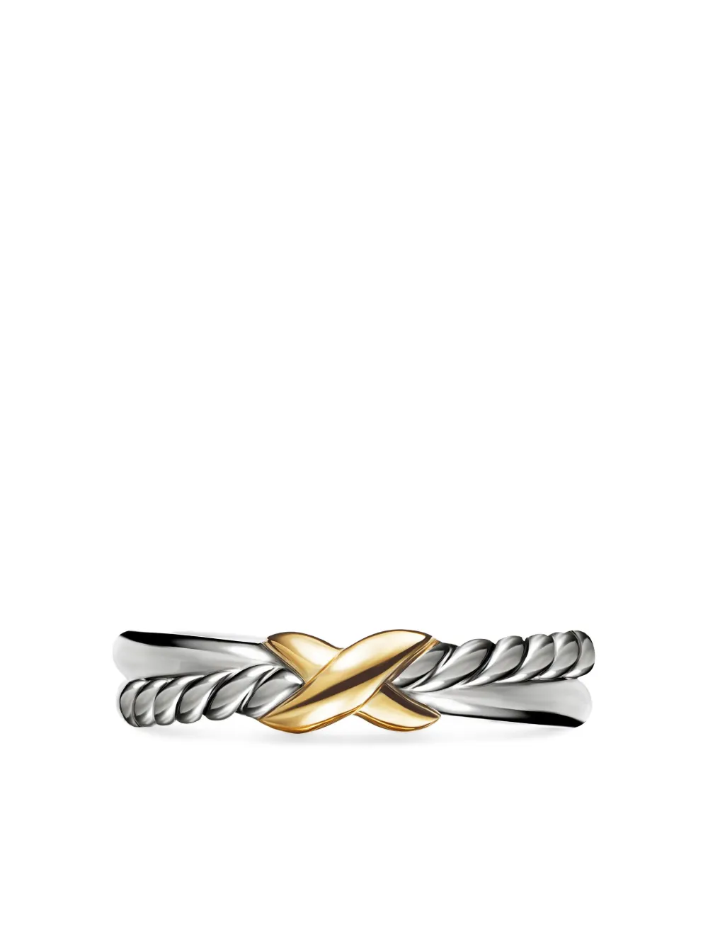 David Yurman 18kt yellow gold and sterling silver Petite X ring (4mm) | Image 5
