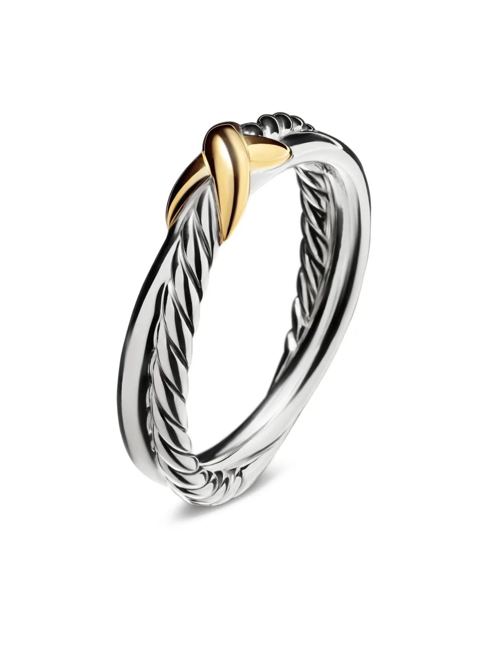 David Yurman 18kt yellow gold and sterling silver Petite X ring (4mm) | Fine Jewellery | Image 4