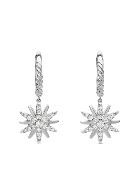 David Yurman sterling silver Starburst diamond drop earrings (25mm)