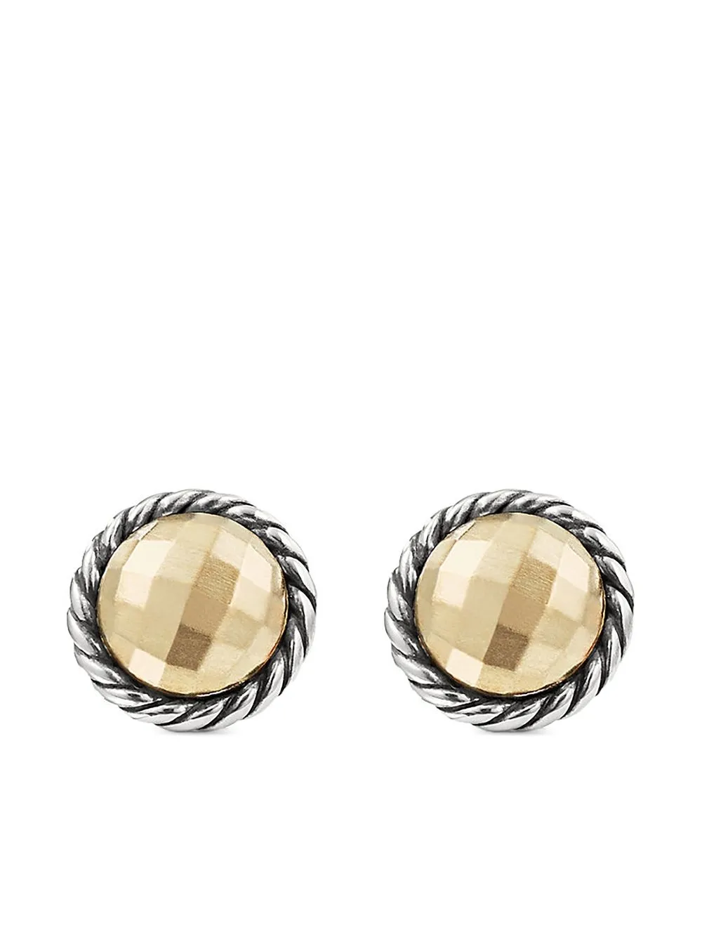 DAVID YURMAN 18KT YELLOW GOLD AND STERLING SILVER PETITE CHATELAINE STUD EARRINGS