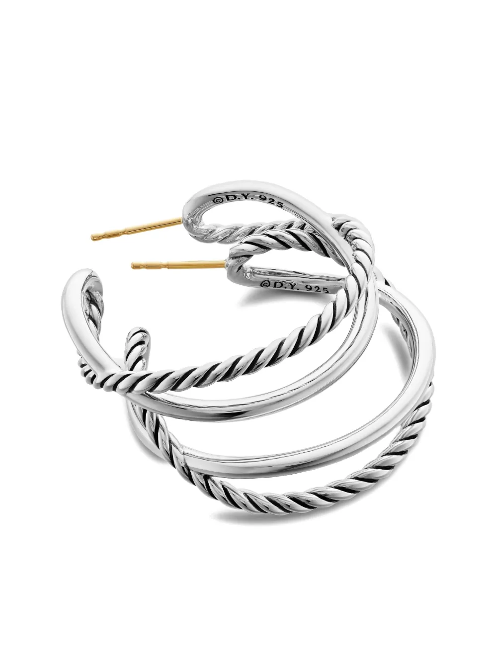 ■David Yurman■スターリングシルバーフープピアス David Yurman Crossover フープピアス 33.7mm スターリング