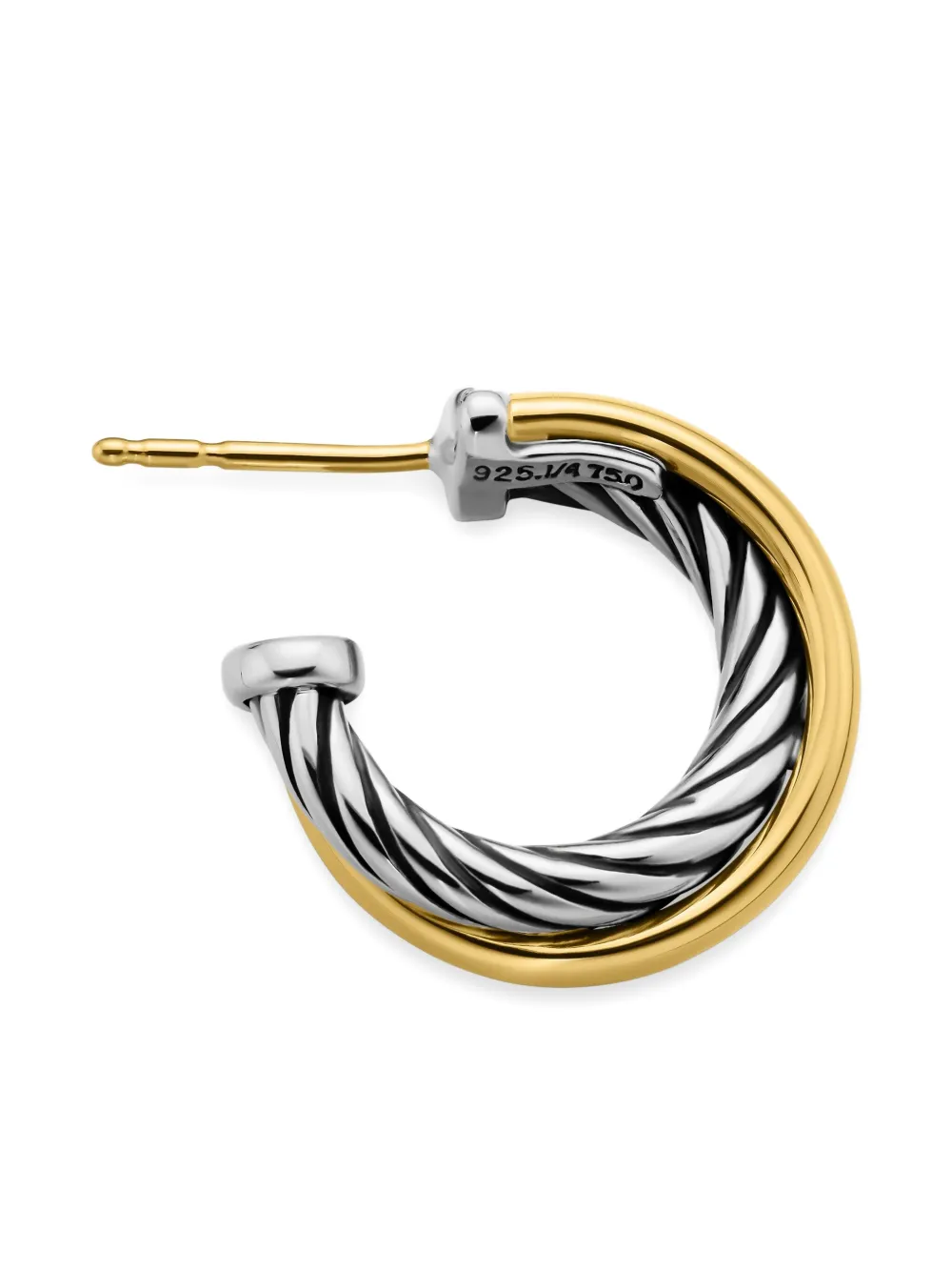 David Yurman 18kt Yellow Gold and Sterling Silver Crossover Hoop Earrings (17mm), view 4
