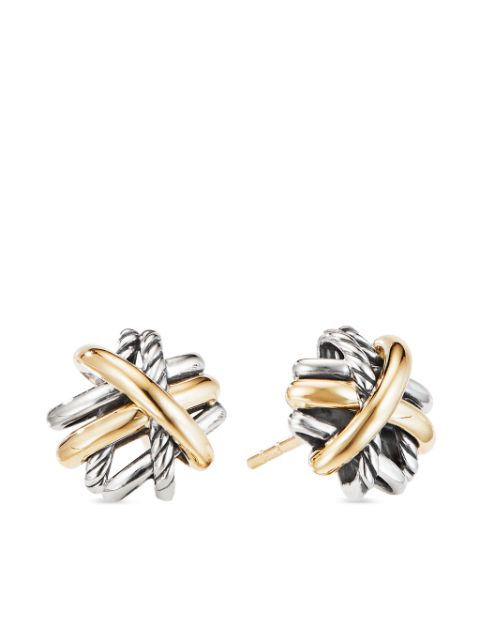 David Yurman 18kt yellow gold and sterling silver Crossover stud earrings