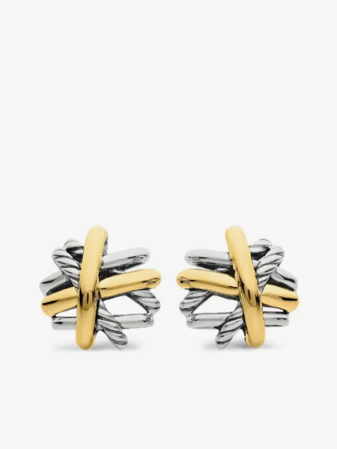 David Yurman 18kt yellow gold and sterling silver Crossover stud earrings (11mm)
