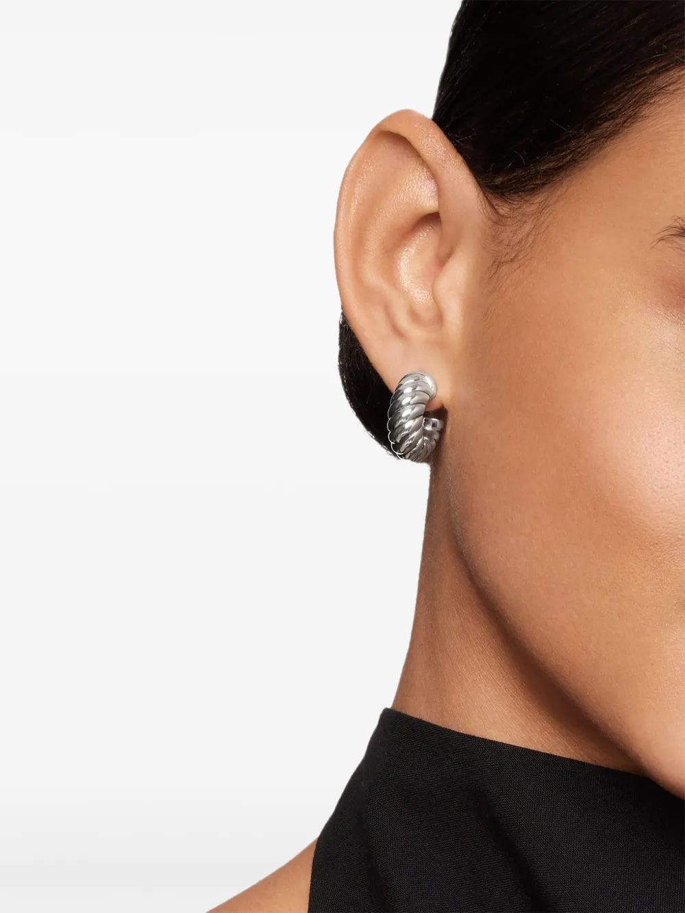 David Yurman sterling silver Sculpted Cable Shrimp earrings (20.5mm) | Image 2