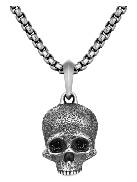David Yurman sterling silver Memento Mori Skull diamond amulet (18mm)