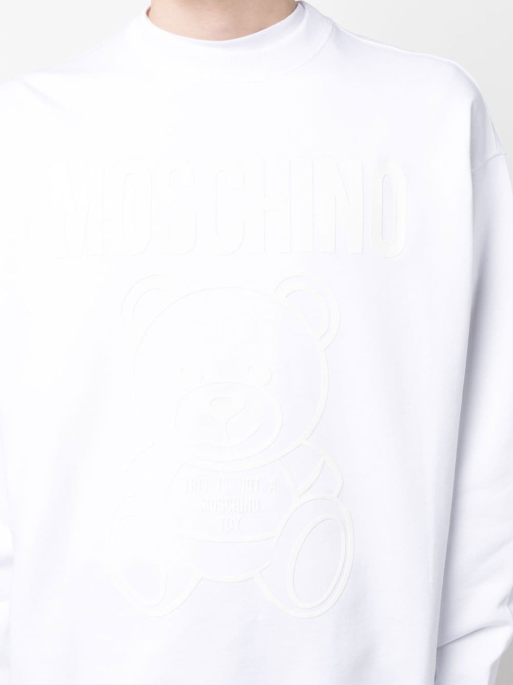 Shop Moschino Logo-print Crew Neck Sweatshirt In White