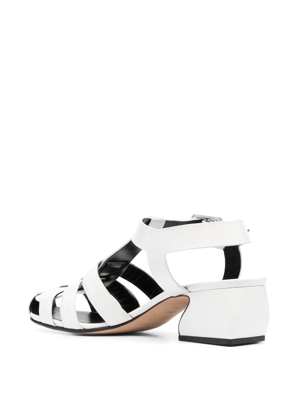 Shop Sergio Rossi Closed-toe Leather Sandals In 白色