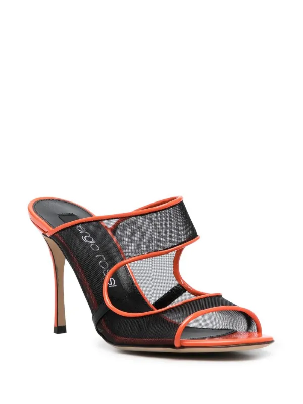 Sergio Rossi Mesh Detail open-toe Pumps Orange FARFETCH UZ