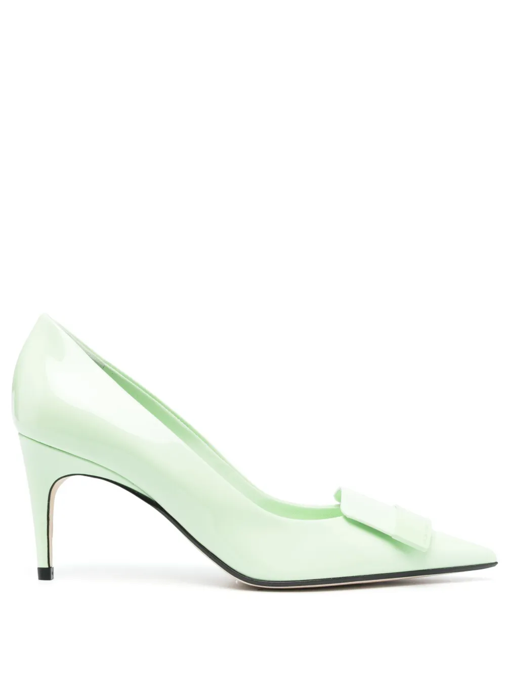 Sergio Rossi 75mm Appliqué-detail Leather Pumps In Green