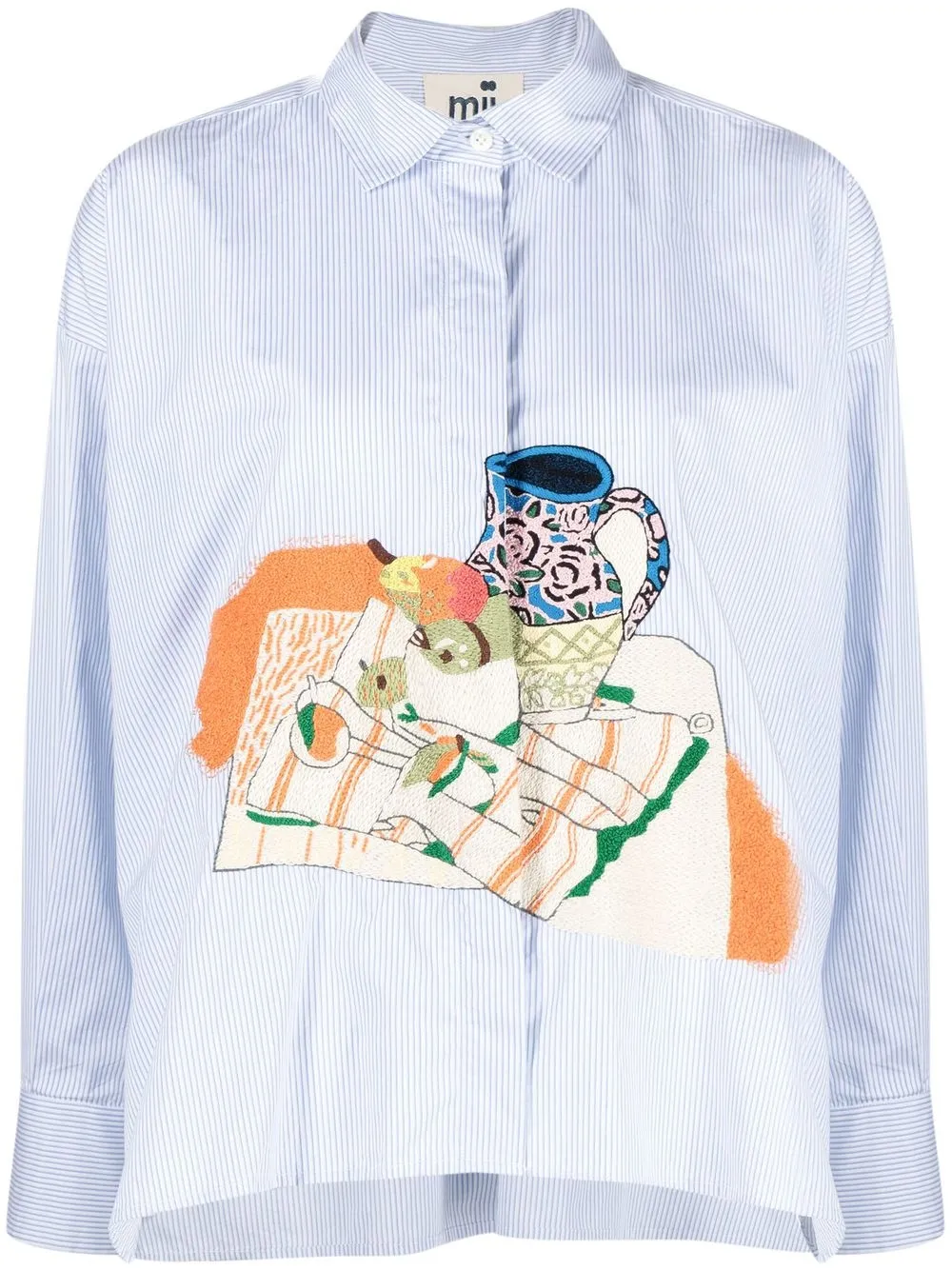 

mii Angelina embroidered long-sleeve shirt - Blue