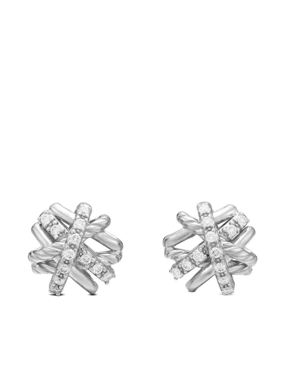 David Yurman Crossover ダイヤモンド ピアス 11mm スターリングシルバー - シルバートーン David Yurman Crossover ダイヤモンド ピアス 11mm スターリングシルバー - シルバートーン