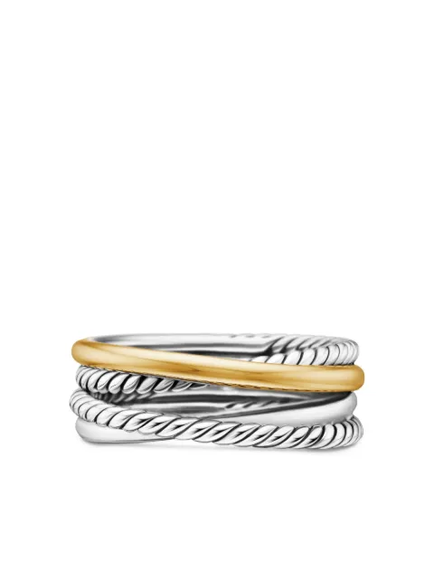 David Yurman 18kt yellow gold and sterling silver Crossover band ring (6.8mm)