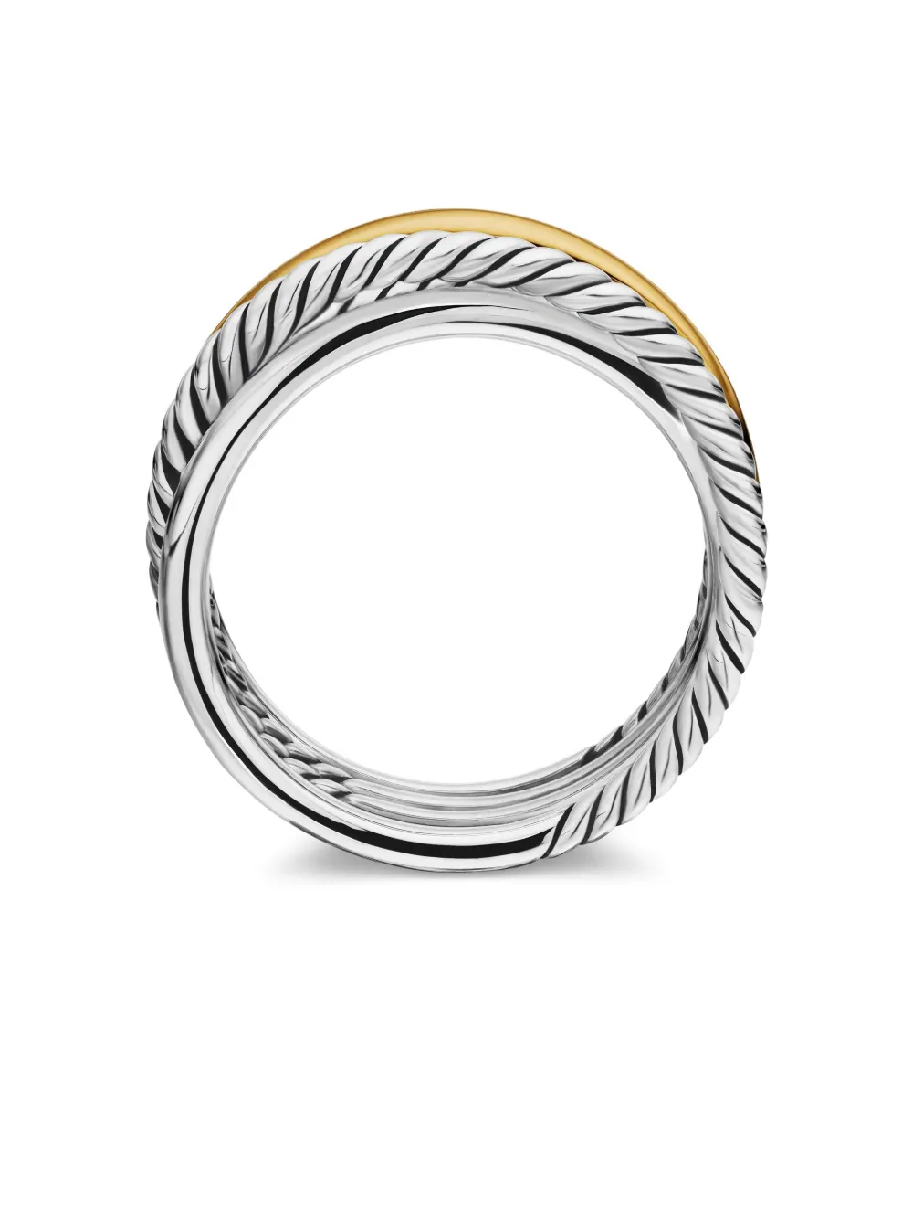 ■David Yurman■クロスオーバースターリングシルバーリング Double X Crossover Ring in Sterling Silver with 18K Yellow