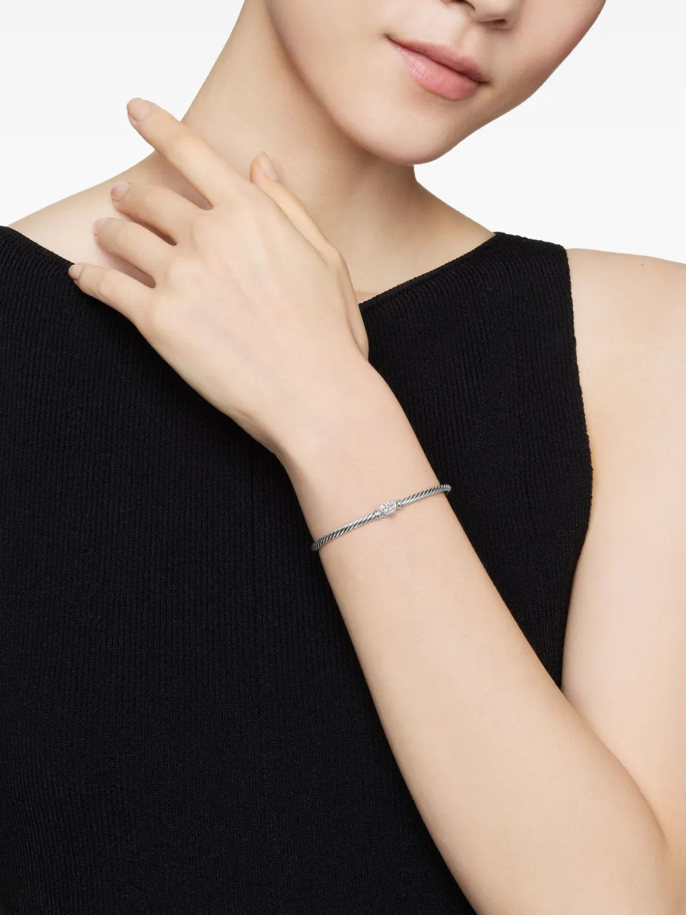 David Yurman sterling silver Cable Collectibles Heart pavé bracelet (3mm) | Image 2