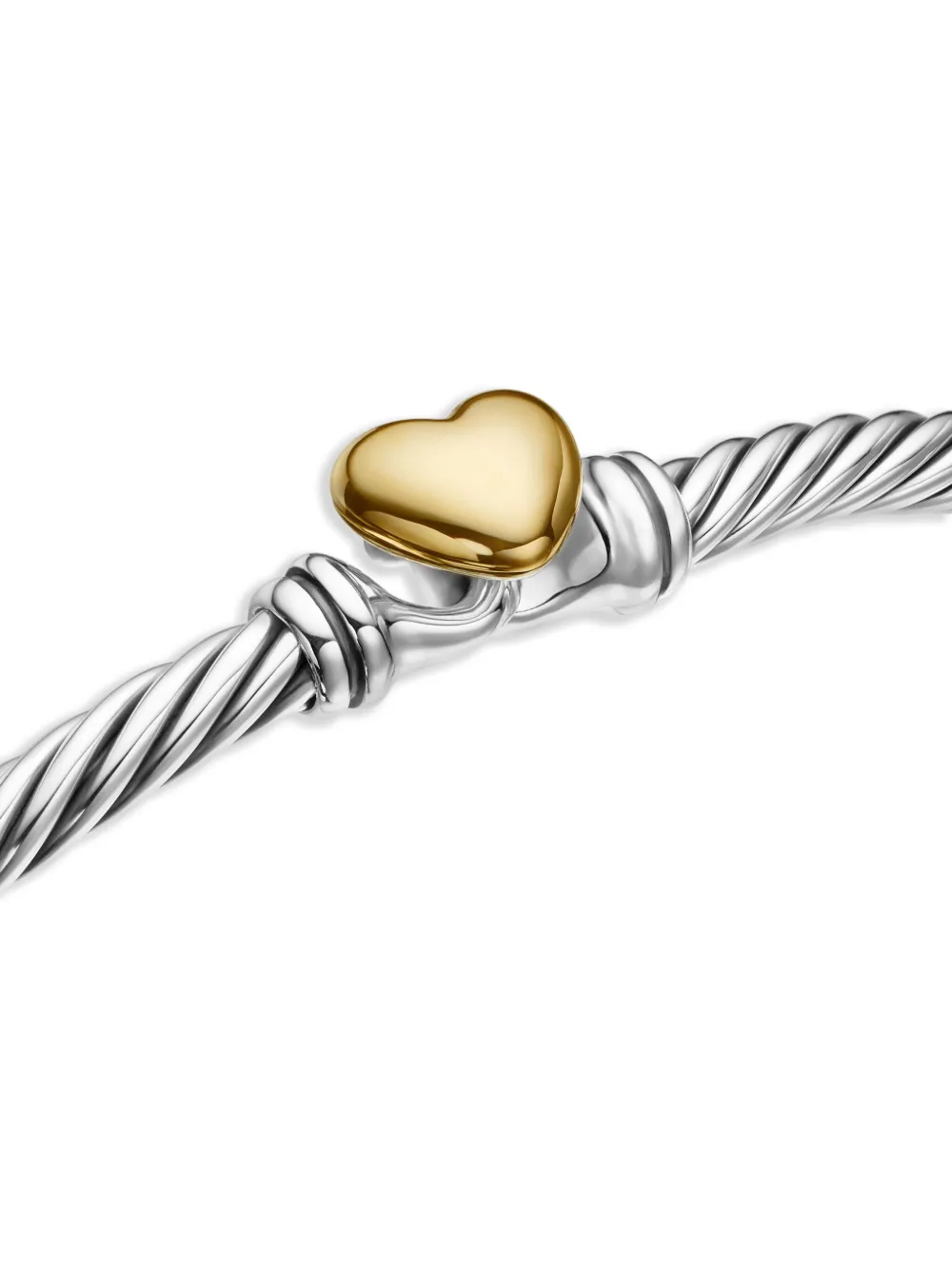 18k Rose Gold And Sterling Silver Cable Collectibles Heart Bracelet (3mm)
