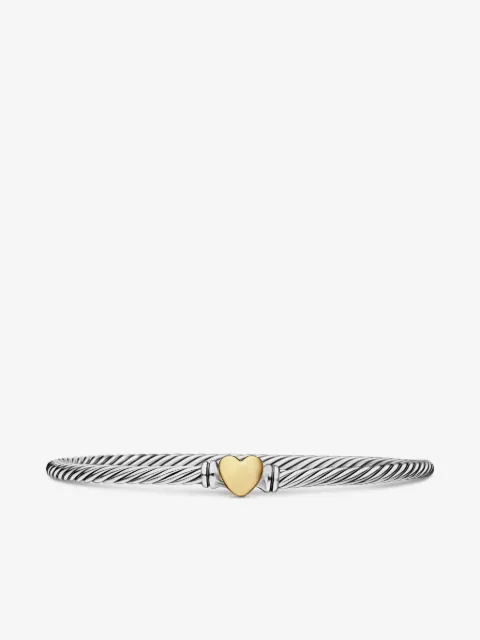 David Yurman 18K rose gold and sterling silver Cable Collectibles Heart bracelet (3mm)