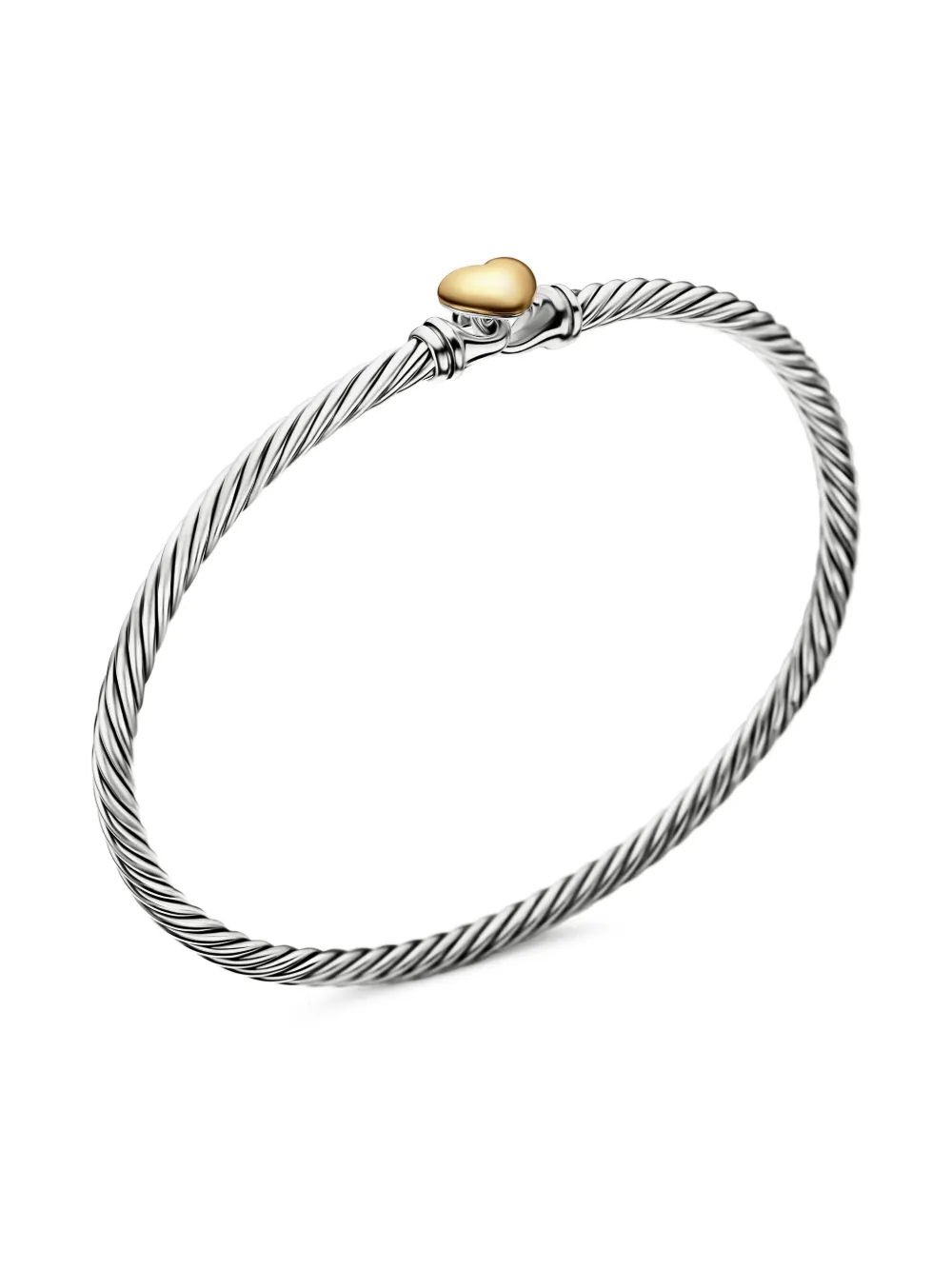18k Rose Gold And Sterling Silver Cable Collectibles Heart Bracelet (3mm)