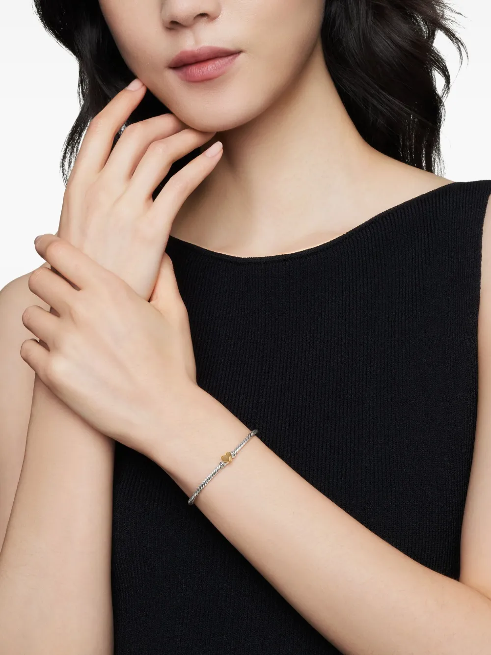 David Yurman 18K rose gold and sterling silver Cable Collectibles Heart bracelet (3mm) | Image 2