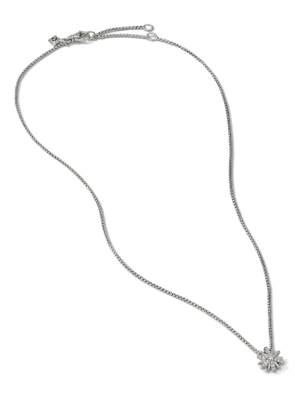 David Yurman Sterling Silver Petite Starburst Diamond Necklace