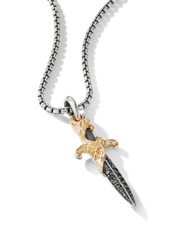 David Yurman 18kt Yellow Gold And Sterling Silver Waves Dagger Diamond Amulet 43.8mm Silver FARFETCH CA