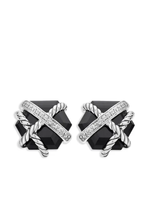 David Yurman sterling silver Cable Wrap diamond stud earrings (11mm)