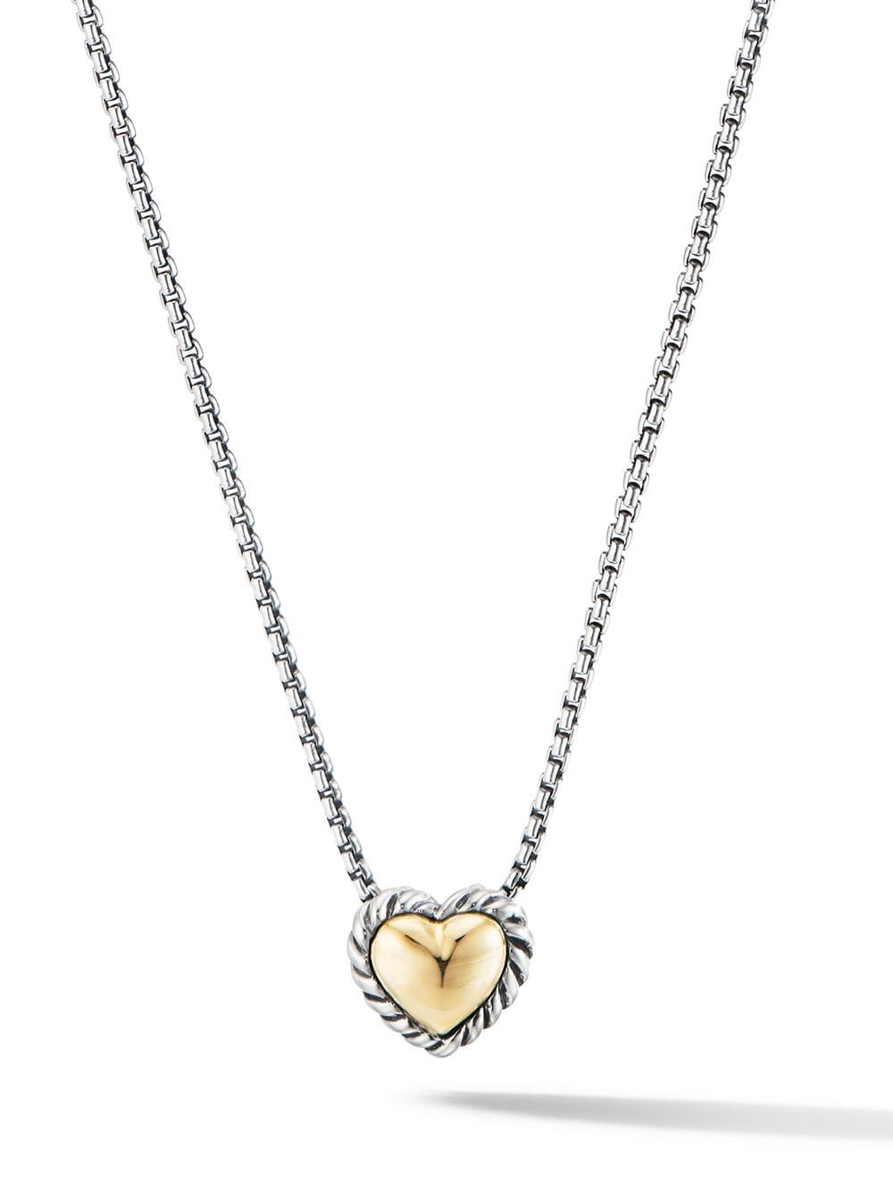 

David Yurman 18kt yellow gold and sterling silver heart pendant necklace