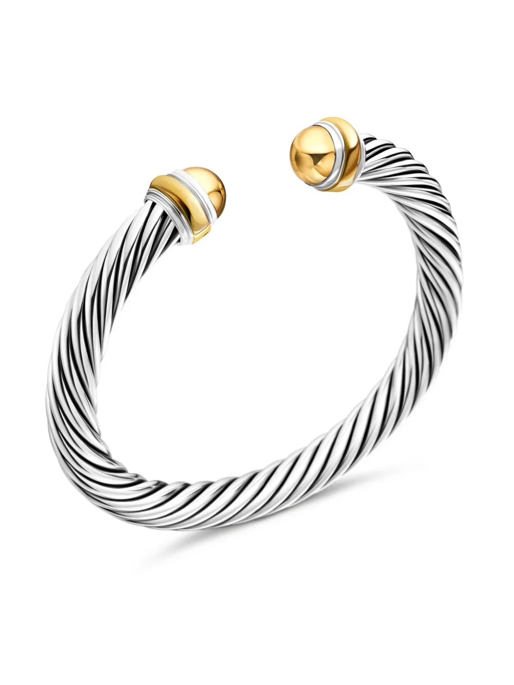 David Yurman 14kt geelgouden en sterling zilveren Cable Classics armband