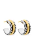 David Yurman 14kt yellow gold and sterling silver Cable Collectibles huggie hoop earrings (15.6mm)